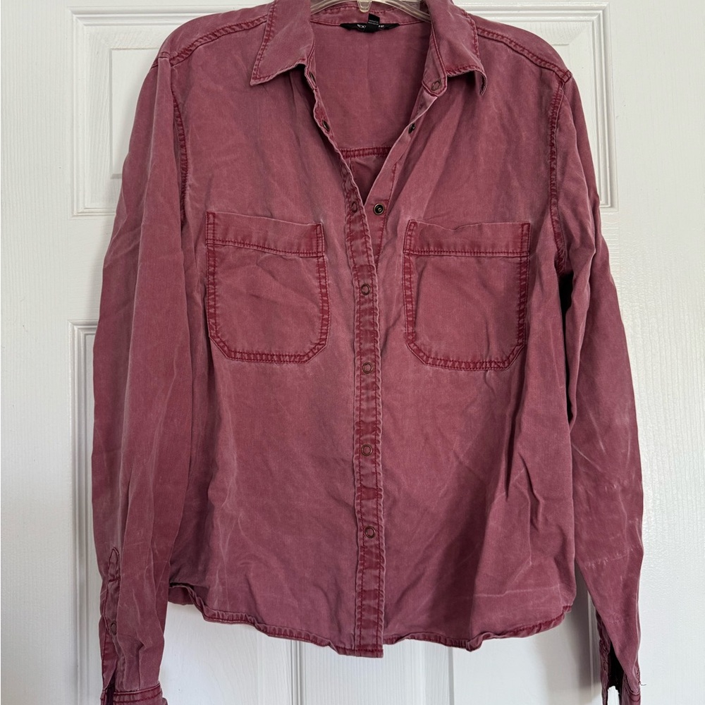Express Maroon Button-Up Shirt